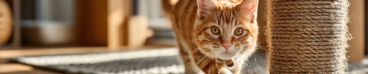 National Zookeeper Week Orange Cat Playing with Toy Indoors Premium Engaged Pet Lifestyle for Spring Pet Toy Marketing and Seasonal Family Campaigns