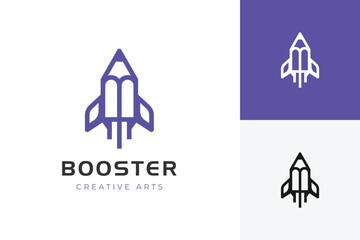 Rocket Pencil Logo icons Creative arts Booster your idea Symbol for Education and Design project