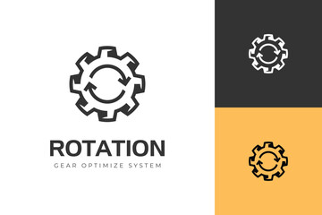 Vector Gear Rotation Logo design with Optimize System Icon for Automation, system optimization, and workflow efficiency