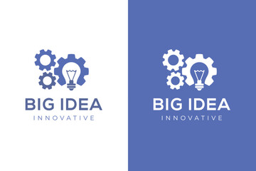 Vector Innovation Gear Logo Icons with Light Bulb and Cogwheel Symbol for Creative Technology, big ideas, and creative thinking. graphic illustration