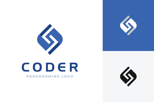 Modern logo icons of code or coding, for programming vector graphic logo, web developments