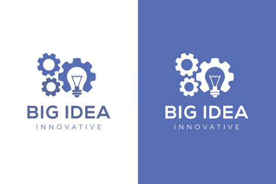Vector Innovation Gear Logo Icons with Light Bulb and Cogwheel Symbol for Creative Technology, big ideas, and creative thinking. graphic illustration