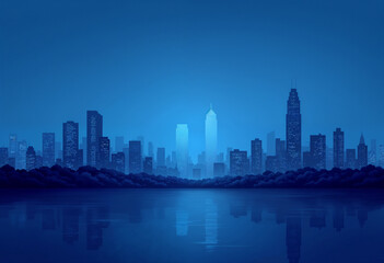 Fototapeta premium Corporate Skyline Background with Deep Blue Tone