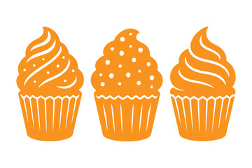 
Set of black cupcakes, muffin logo. Pastry shop logo.