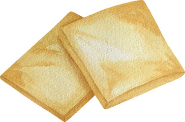 Watercolor Tofu Chips, Transparent Background