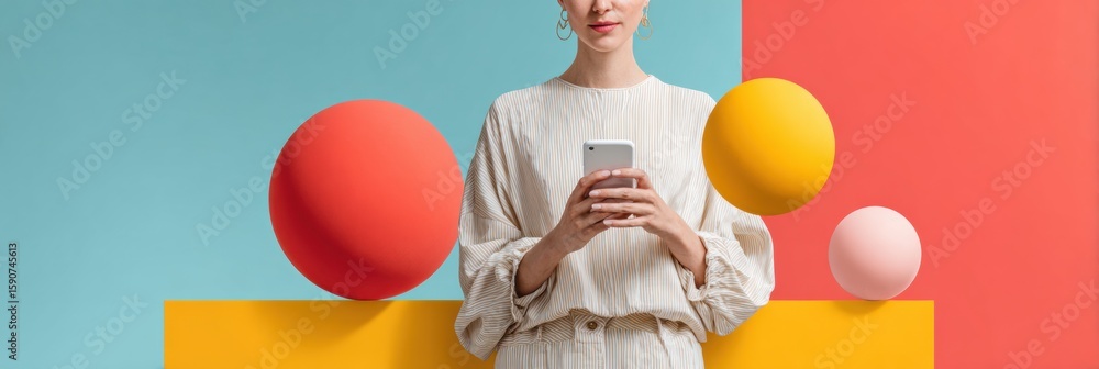 Poster modern digital customer journey concept with smartphone and transparent touchpoint icons authentic c