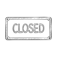 Chalk style closed sign illustration with simple lettering  