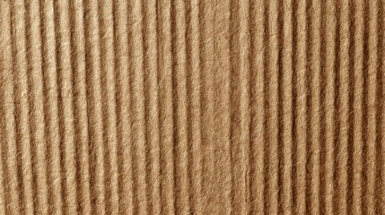 Close Up of Corrugated Cardboard Texture with Vertical Ridges and Fibers for Packaging or Crafting Projects
