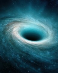 Premium cosmic black hole with swirling galaxy and luminous stars for modern science marketing and inspiring digital content