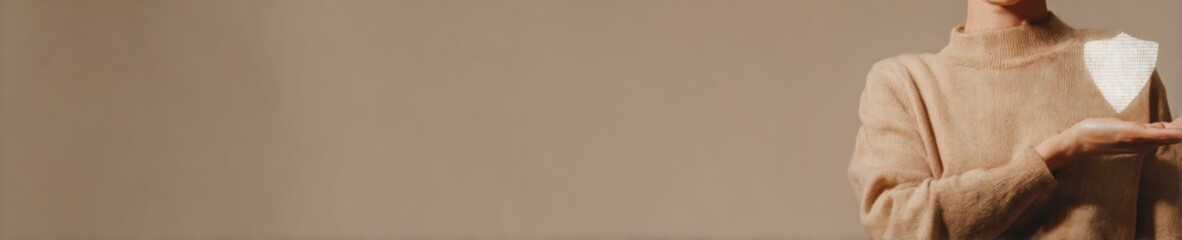 Professional Businessman Presenting Digital Shield with Verification Checkmark for Trusted Cyber Security and Data Protection in Modern Tech Marketing Campaigns