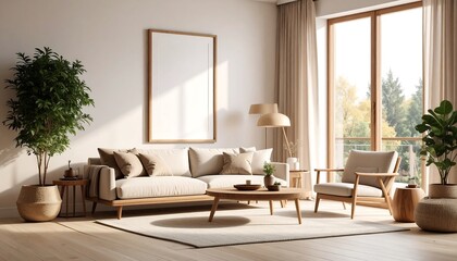 Fototapeta premium Light-filled modern living room