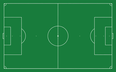 Top view of a clean soccer field with white lines and green grass