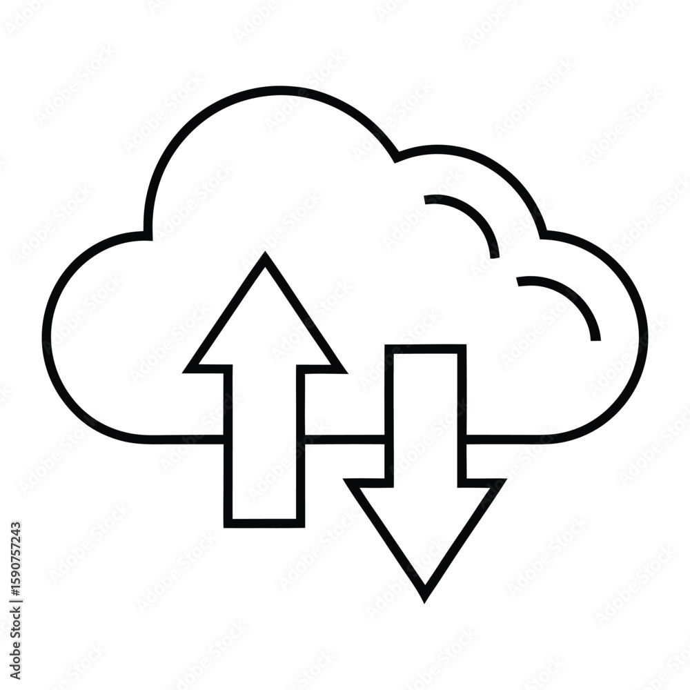 Poster cloud data transfer icon – vector symbol of upload and download in cloud storage systems