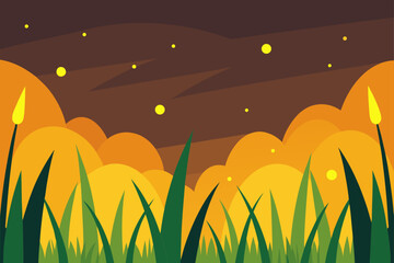 Vector illustration of a vibrant summer meadow with green grass and colorful flowers under a bright sun