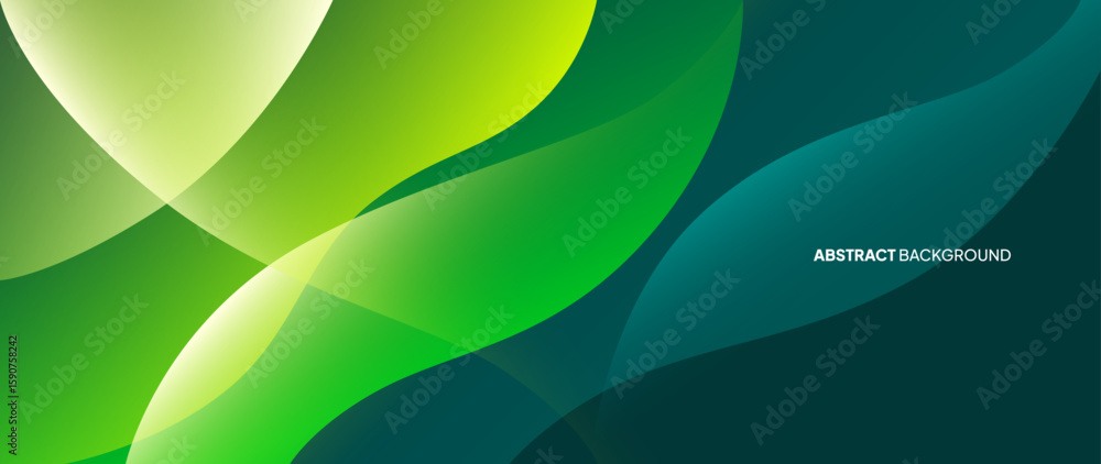 Poster A green abstract background with subtle color gradations and wave-like patterns arranged randomly and neatly.