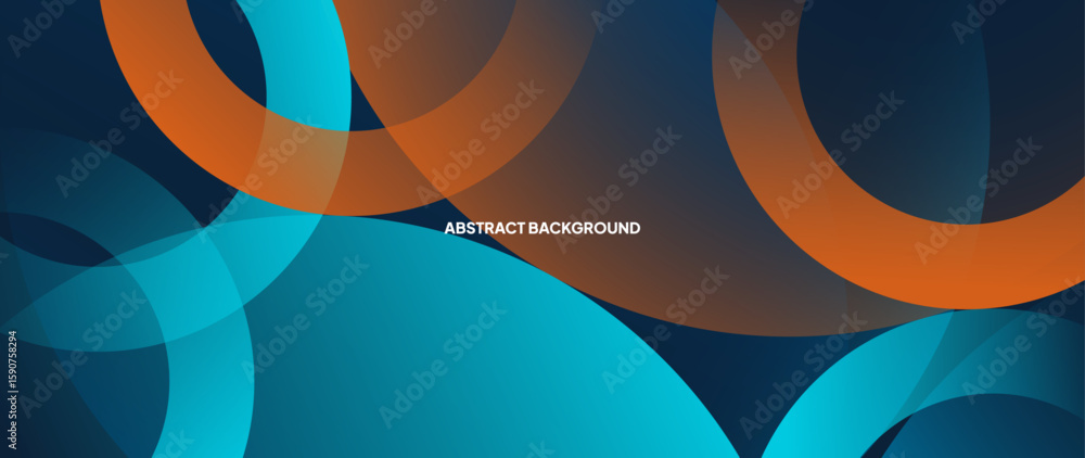 Poster abstract background with overlapping and randomly arranged curved patterns in blue and light orange 