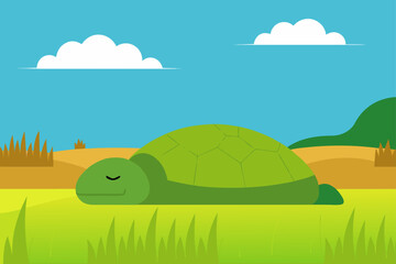 summer landscape with green grass and blue sky vector