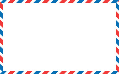 Red and blue diagonal stripes border on a white background for mail