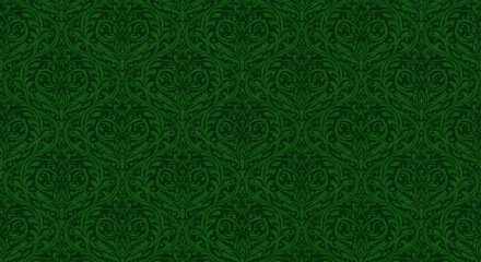 Elegant Green Damask Pattern Background 1.