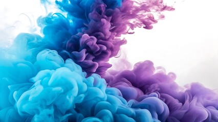 Obraz premium Vibrant blue and purple ink clouds swirling and mixing in water creating abstract organic shapes and patterns