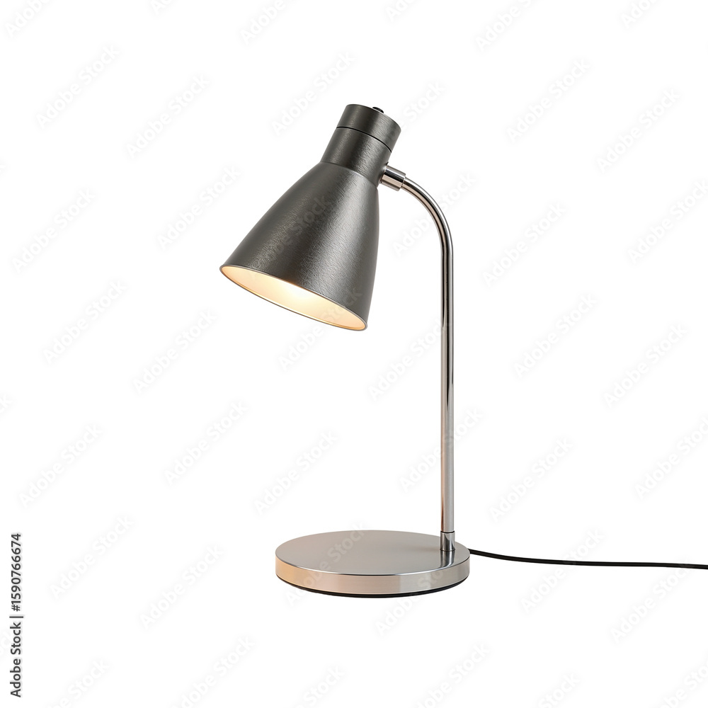 Aufkleber illuminated metallic desk lamp casting soft light on a seamless transparent setting