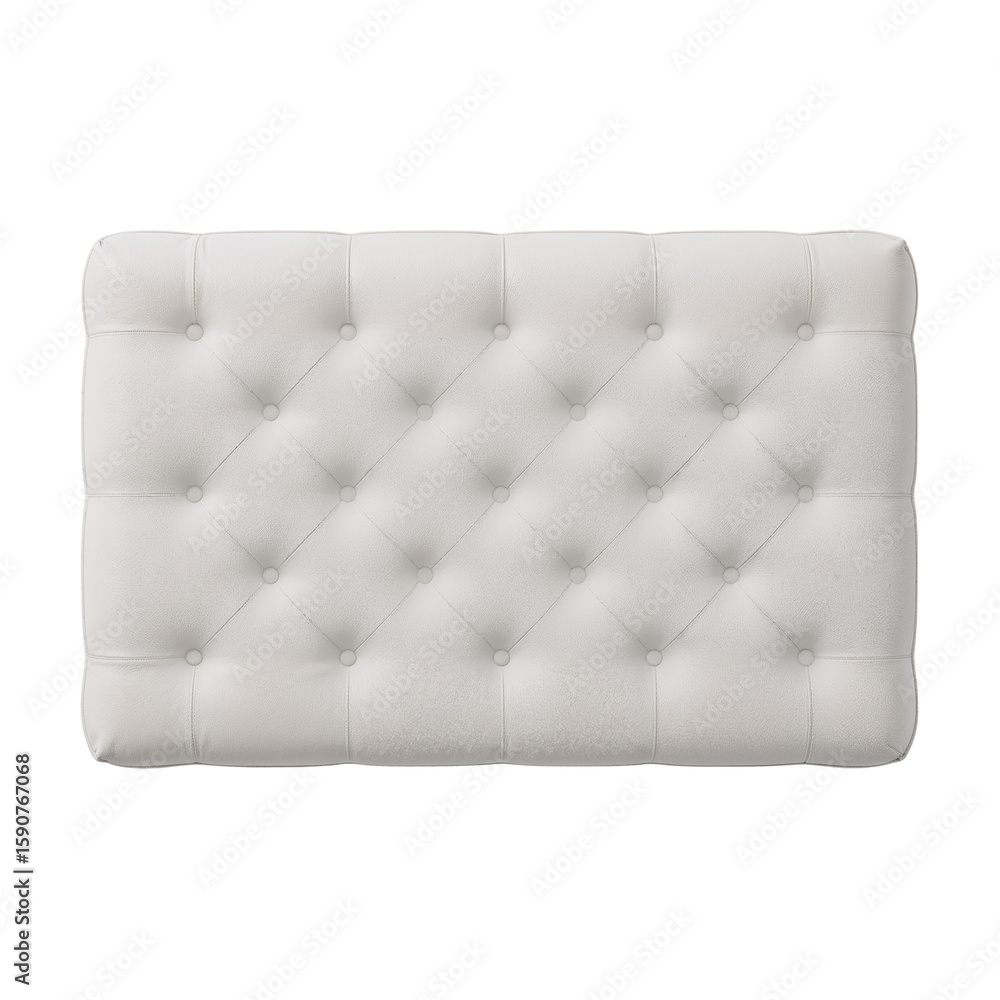 Poster elegant tufted cushion in pristine white showcasing diamond buttoning detail on transparent