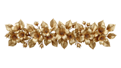 Opulent golden floral arrangement embellishment with transparent allure on a pure setting