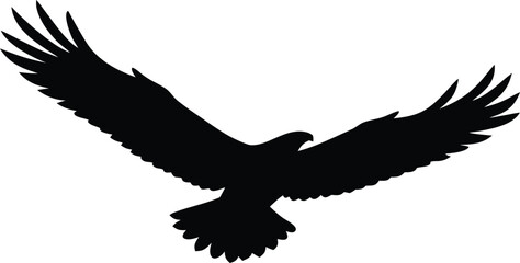 Vector silhouette of soaring eagle for tshirt sticker and emblem design