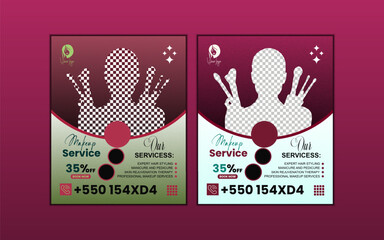 Beauty makeup service social media post design on beauty cares social media graphic elements. Vector beauty makeup service and spa centre social media post template