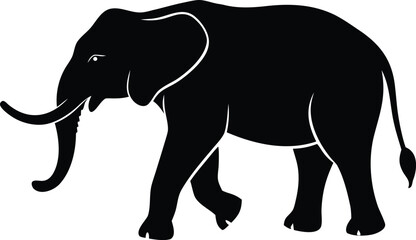 Elephant silhouette vector walking pose for safari and nature branding
