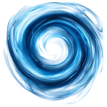 Abstract swirling vortex of blue and white light with ethereal wisps isolated on transparent background