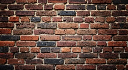 Fototapeta premium Photo of a closeup view of a weathered brick wall with varied colors and textures