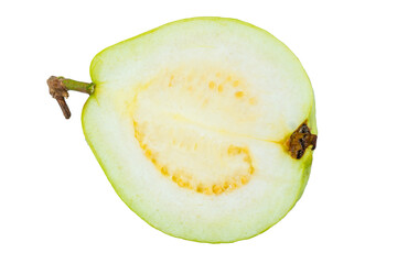 High Quality PNG Picture of half guava fruit isolated on white background.