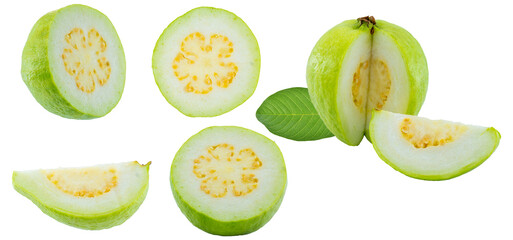High Quality PNG Picture of fresh guava fruit slices on white background