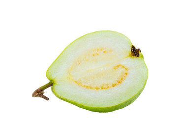 High Quality PNG Picture of sliced guava fruit isolated on white background.