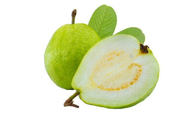 High Quality PNG Picture of fresh guava fruit with leaves isolated on white background