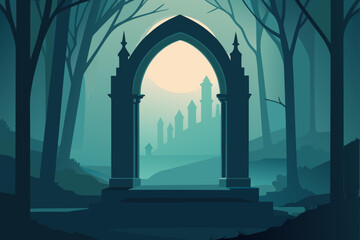 Fototapeta premium A Spooky Witch’s Brew with Fog and Skulls