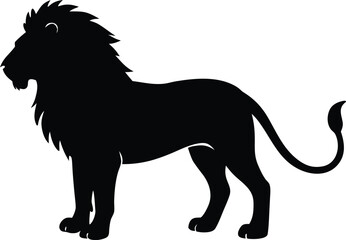 Silhouette vector of lion standing for safari theme educational content and merchandise