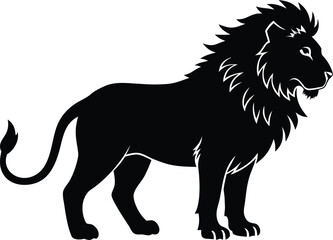 Lion standing silhouette vector for tshirt print poster and branding material
