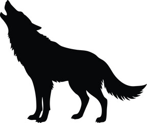 Wild wolf howling silhouette vector image for branding sticker and outdoor content