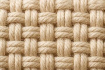 Close-Up of Woven Natural Rope Texture in Beige Tone