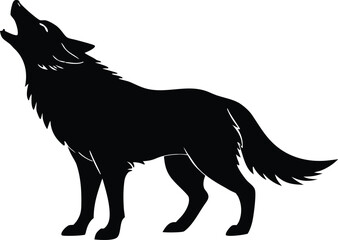 Howling wolf silhouette vector illustration for logo tattoo tshirt and poster design