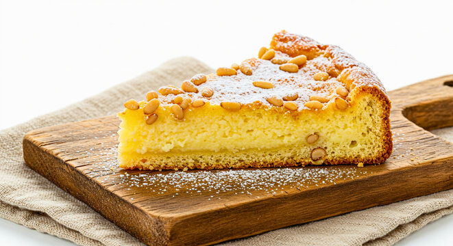 A thick slice of Italian torta della nonna