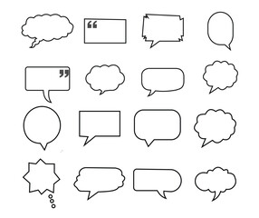 Obraz premium Vector set of quote frames and speech marks in retro style. Perfect for text design, banners, stickers, headlines, comments, and creative graphic templates for business or blogs.