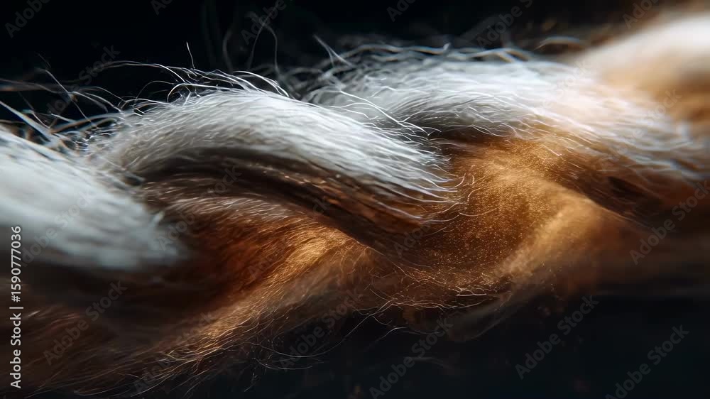 Poster tiny particles of innovative material with metallic fibers creating bright sparks like golden rain, 