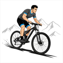 Naklejka premium Vector Illustration of a Man Biking | Cycling Graphic Design