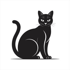 Black Cat Sitting Silhouette Vector Art for Graphic Design and Deco