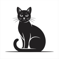 Black Cat Sitting Silhouette Vector Art for Graphic Design and Prints
