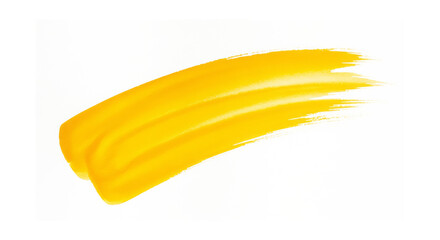 Yellow Paint Stroke Textured Element, Isolated Transparent Background