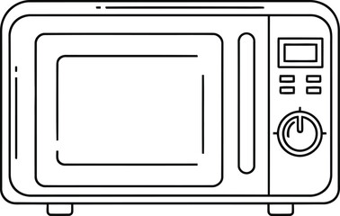 Obraz premium Microwave Oven Outline Kitchen Appliance Vector Illustration Design